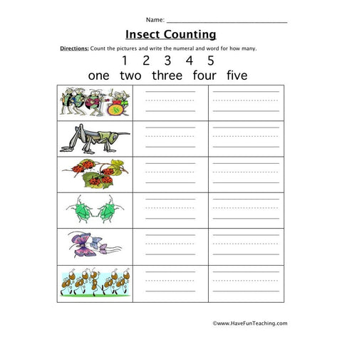 Insect Counting Worksheet 2