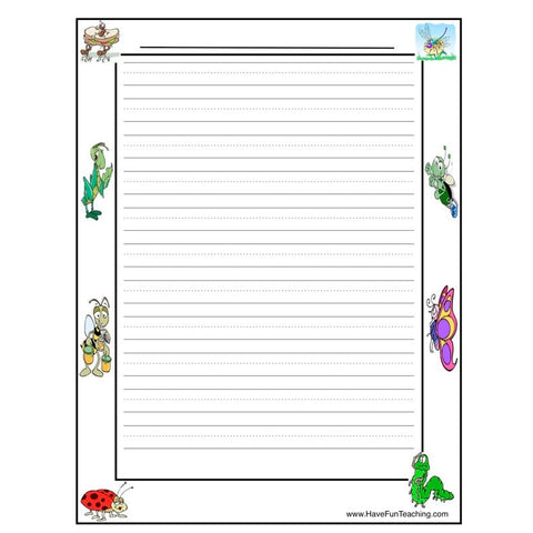 Insect Writing Paper Worksheet