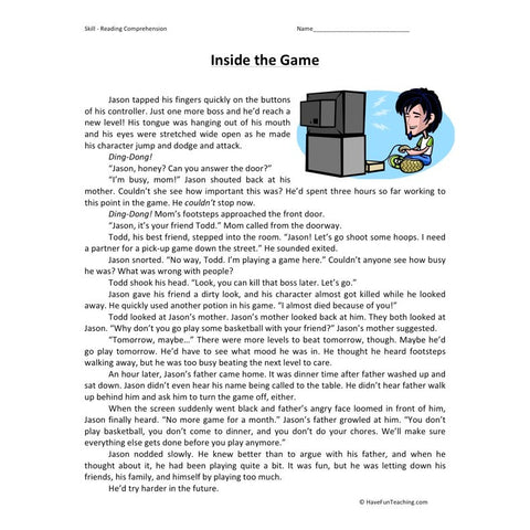 Inside the Reading Comprehension Worksheet