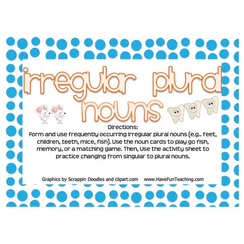 Irregular Plural Nouns Game