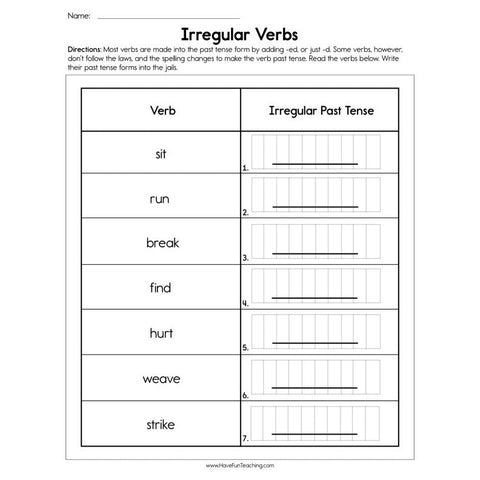 Irregular Verbs Worksheet 4