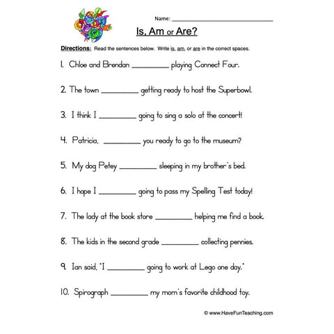 Is Am Are Worksheet