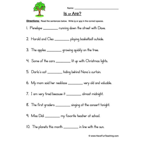 Is Are Worksheet