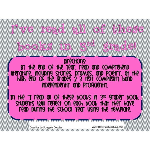 I've Read All These Books in 3rd Grade Activity