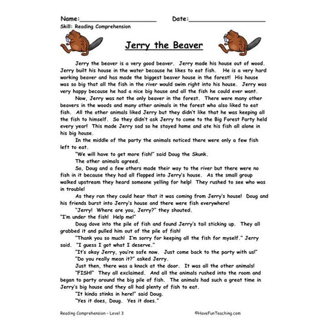 Jerry the Beaver Worksheet