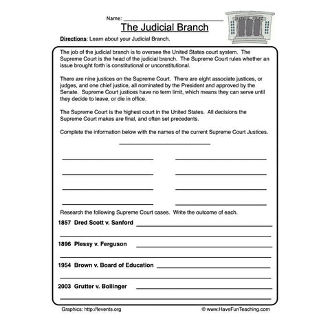Judicial Worksheet