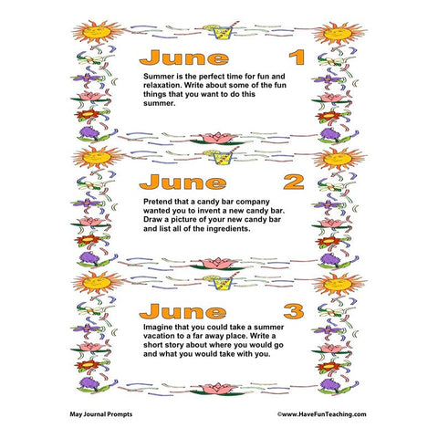 June Journal Prompts Worksheet