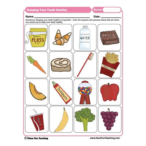 Keeping Your Teeth Healthy Worksheet