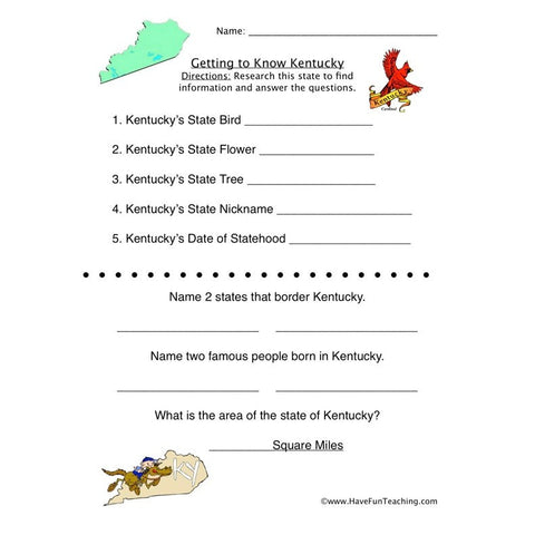 Kentucky Worksheet