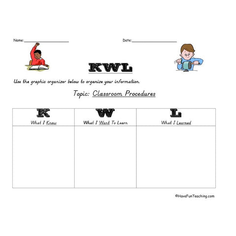 Kwl Classroom Procedures Graphic Organizer