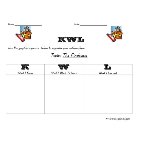 Kwl Firehouse Graphic Organizer