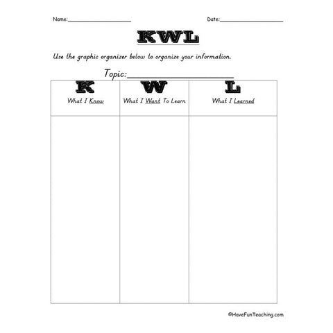 Kwl Graphic Organizer