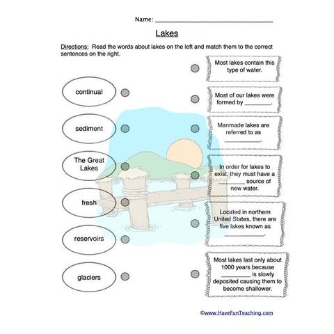 Lakes Worksheet