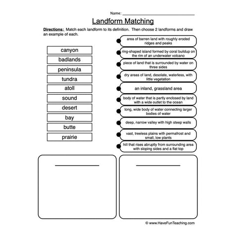 Landforms Worksheet 4