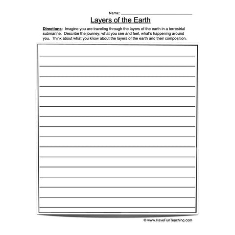 Layers Earth Worksheet