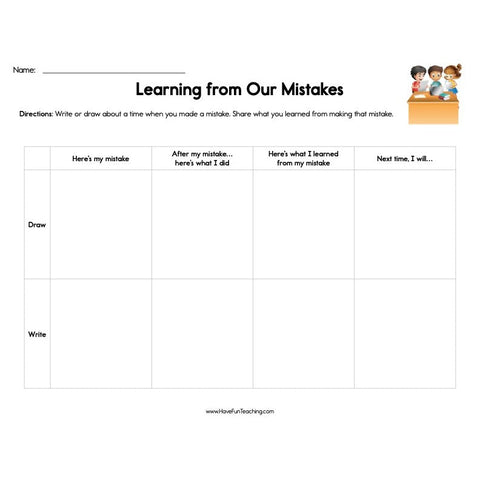 Learning from Our Mistakes Worksheet