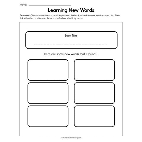 Learning New Words Worksheet