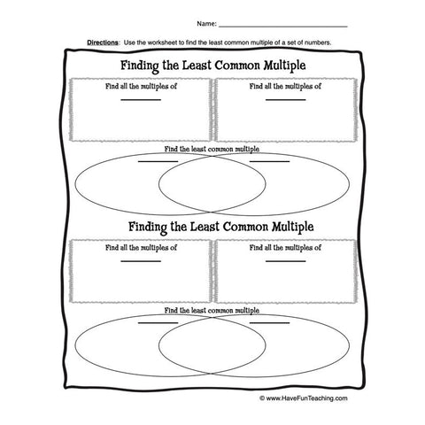 Least Common Multiple Worksheet 2