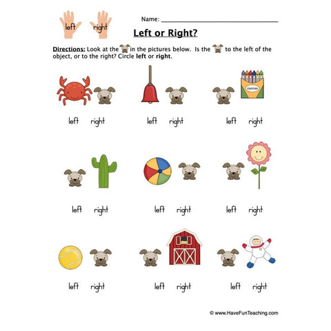Left or Right Worksheet