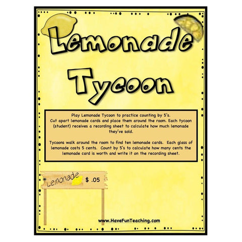 Lemonade Tycoon Counting by Five Game