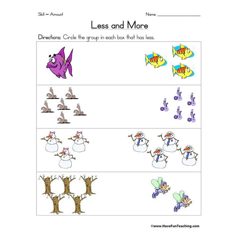 Less and More Worksheet