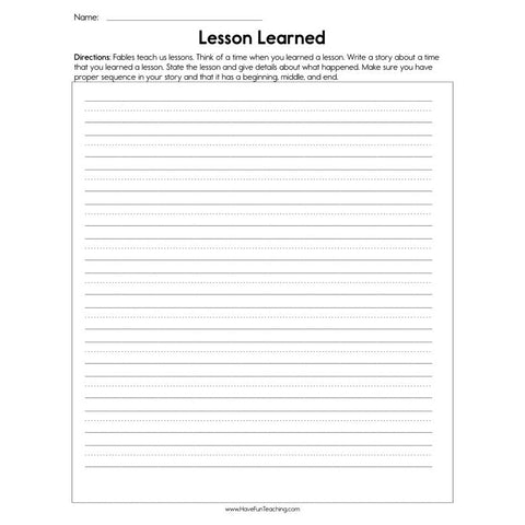 Lesson Learned Worksheet