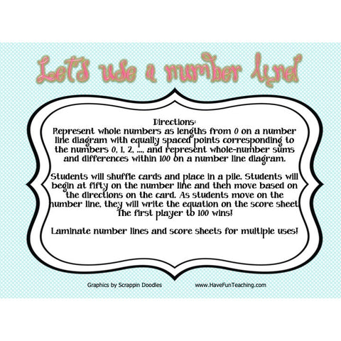 Lets Use a Number Line Game