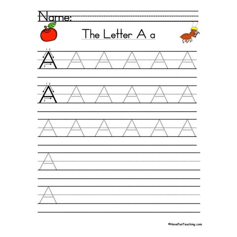 Letter a Zaner Bloser Handwriting Practice Worksheet