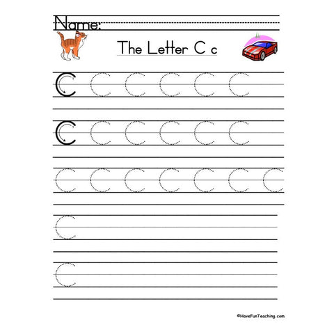 Letter C Zaner Bloser Handwriting Practice Worksheet