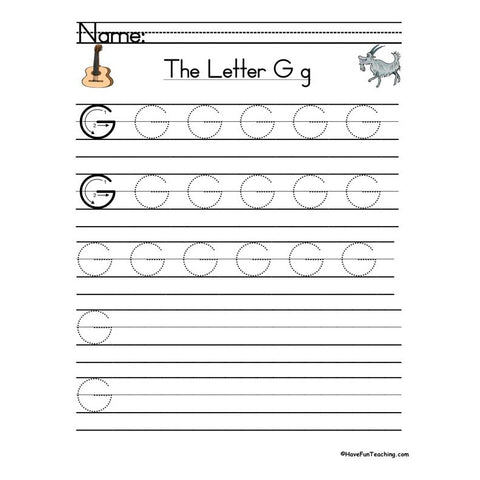 Letter G Zaner Bloser Handwriting Practice Worksheet
