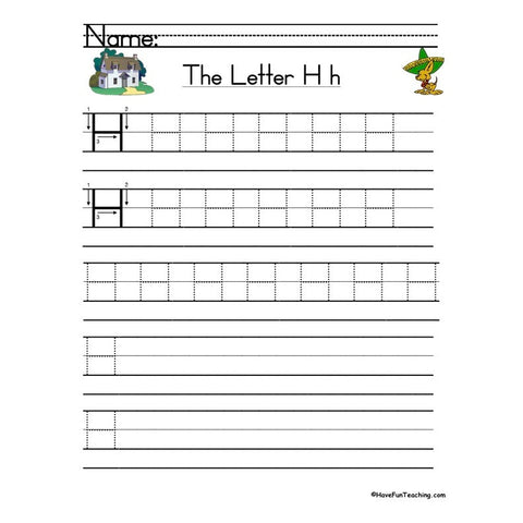 Letter H Zaner Bloser Handwriting Practice Worksheet 2
