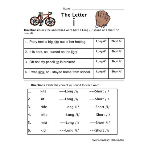 Letter I Worksheet