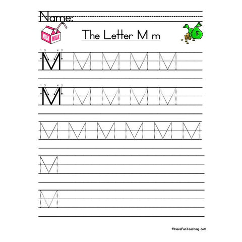 Letter M Zaner Bloser Handwriting Practice Worksheet 2
