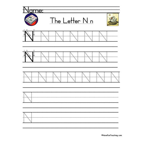 Letter N Zaner Bloser Handwriting Practice Worksheet 2