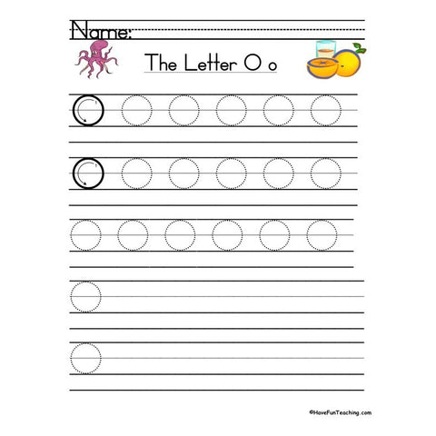 Letter O Zaner Bloser Handwriting Practice Worksheet