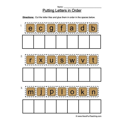Letter Order Worksheet