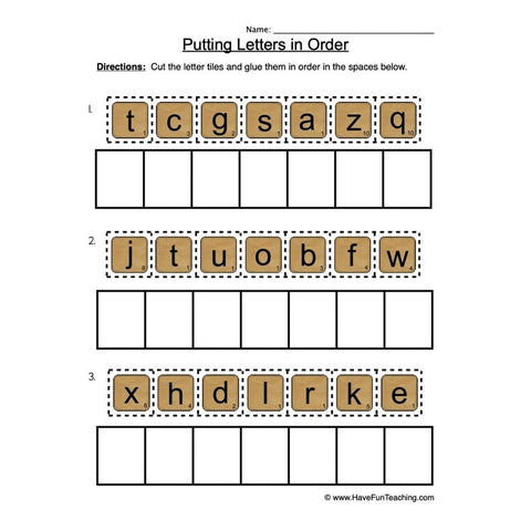Letter Order Worksheet 2