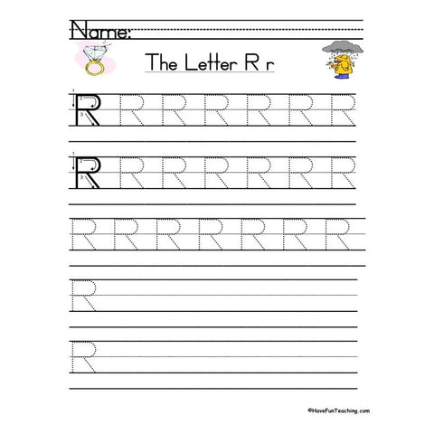 Letter R Zaner Bloser Handwriting Practice Worksheet 2