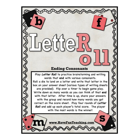 Letter Roll Ending Sounds Game