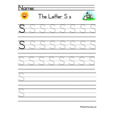 Letter S Zaner Bloser Handwriting Practice Worksheet
