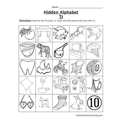 Letter T Sound Worksheet