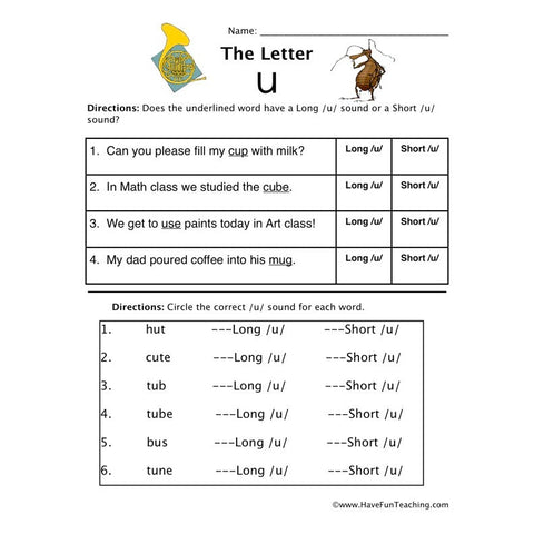 Letter U Worksheet