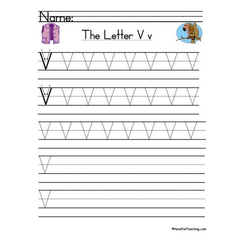 Letter V Zaner Bloser Handwriting Practice Worksheet 2