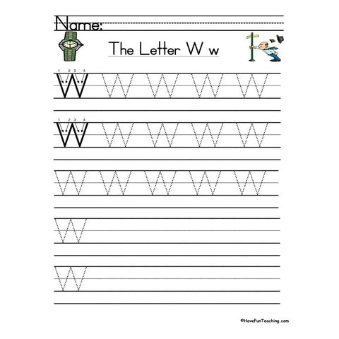 Letter W Zaner Bloser Handwriting Practice Worksheet 2