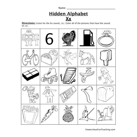 Letter X Sound Worksheet