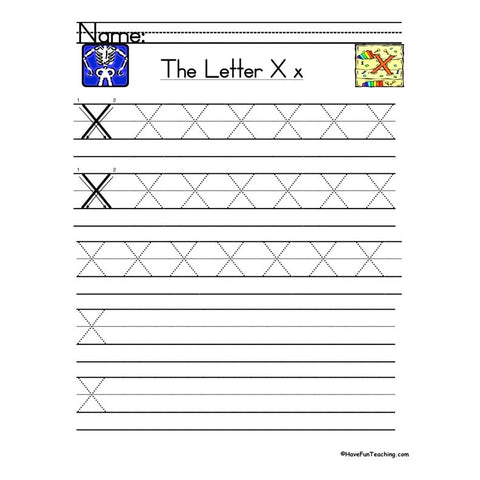 Letter X Zaner Bloser Handwriting Practice Worksheet
