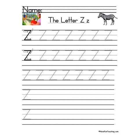 Letter Z Zaner Bloser Handwriting Practice Worksheet