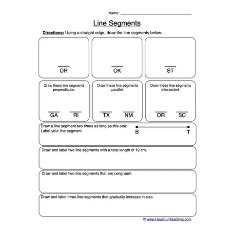 Line Segments Worksheet 2
