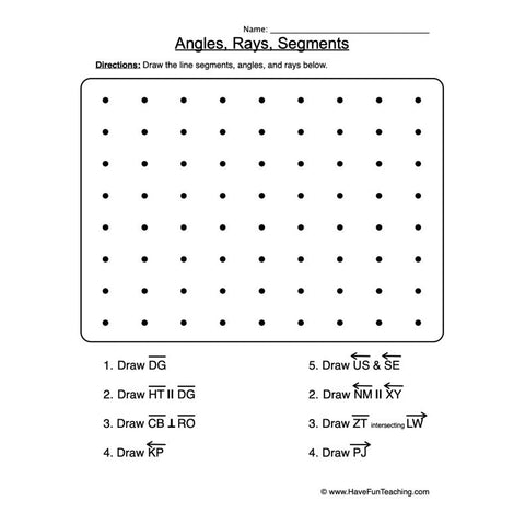 Lines Rays Segments Worksheet 2