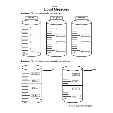 Liquids Worksheet
